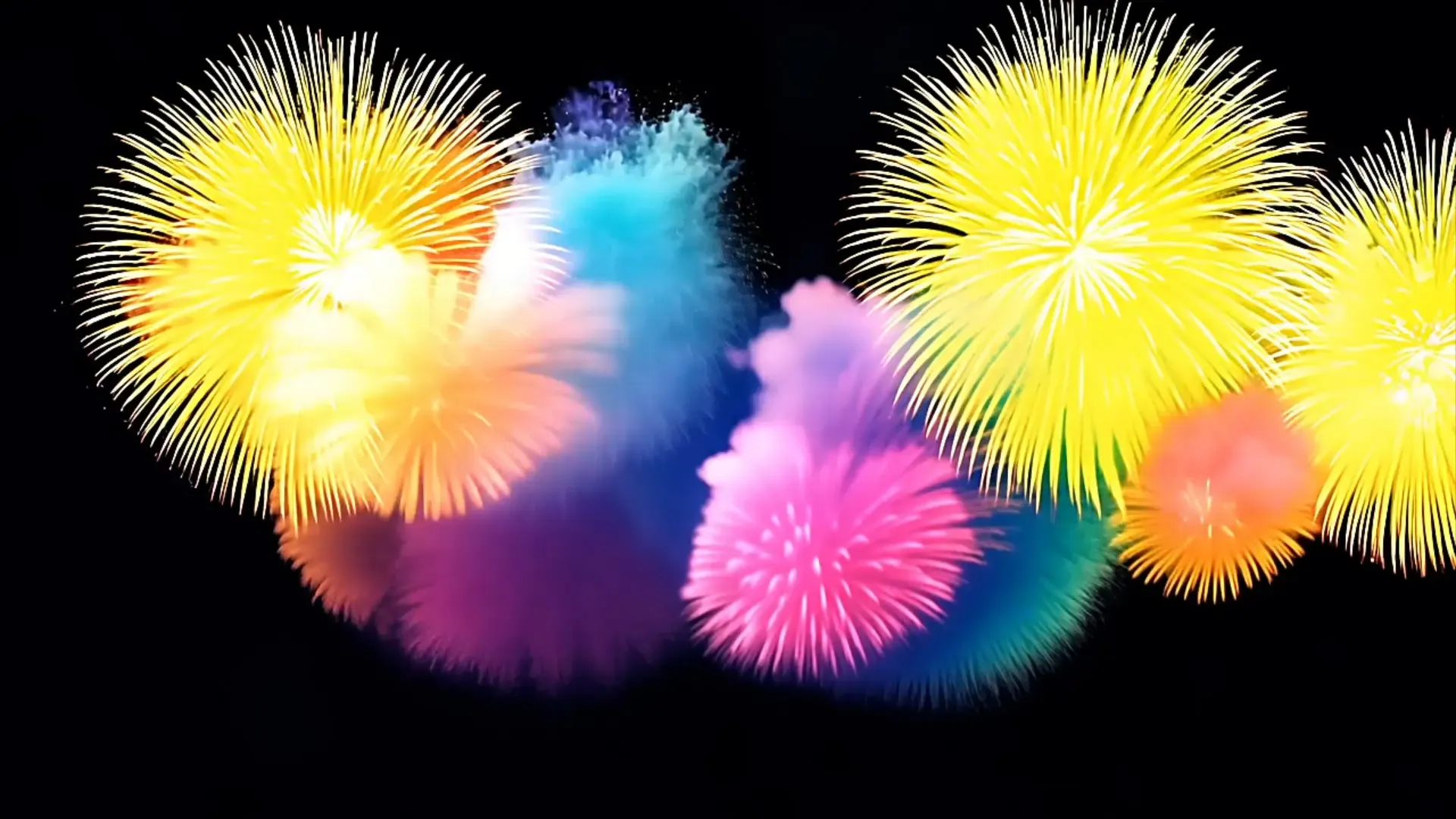 Colorful Fireworks Explosion Overlay for Celebration and Event Promo Videos